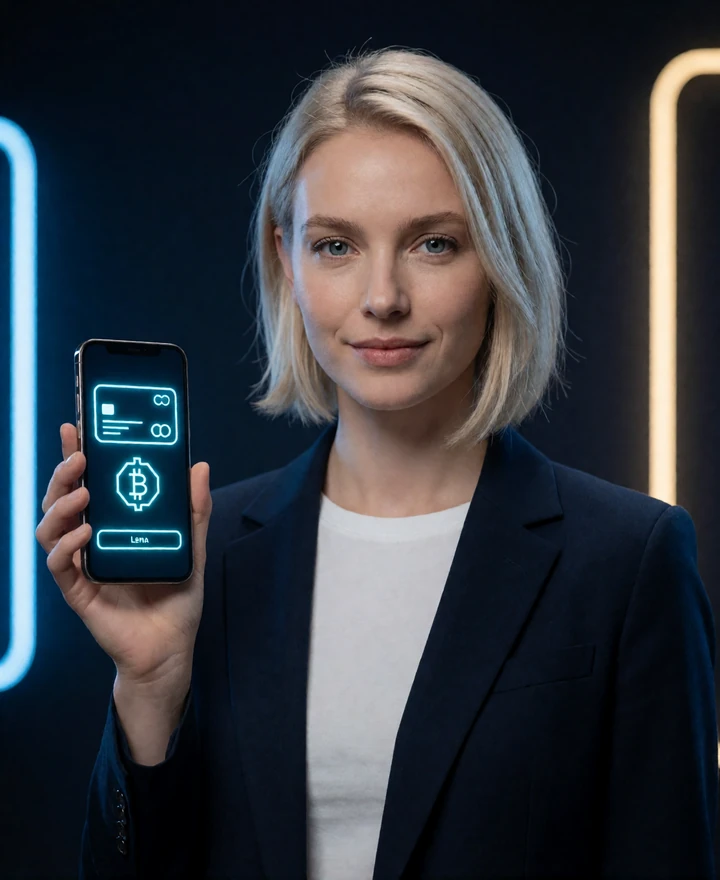 30bet Casino Model mit Smartphone und leuchtender Zahlungs-App - Casino mit Sofortauszahlung